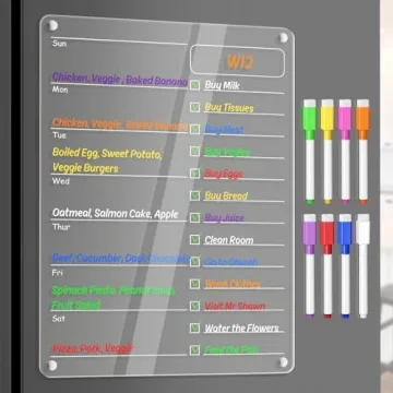 Acrylic Meal Planner Magnetic Board for Kitchen Organization