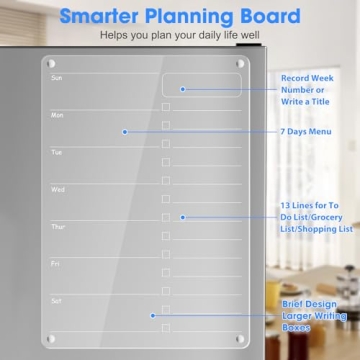 Acrylic Meal Planner Magnetic Board for Kitchen Organization