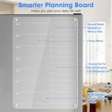 Acrylic Meal Planner Magnetic Board for Kitchen Organization
