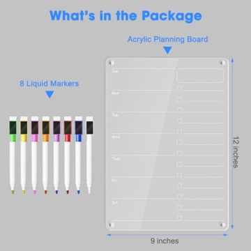 Acrylic Meal Planner Magnetic Board for Kitchen Organization