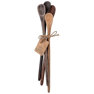 Karma Long Handle Wooden Tasting Spoons Set for Cooking