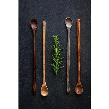 Karma Long Handle Wooden Tasting Spoons Set for Cooking