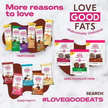 LOVE GOOD FATS Keto Certified, Non-GMO, Gluten Free, No Added Soy, Sustainable Palm Oil, Kosher Variety Pack of 19.08 Ounce Snack Food Bars