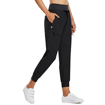 BALEAF Women's Joggers Lightweight Hiking Pants High Waist 5 Zipper Pockets Quick Dry Travel Athleti...