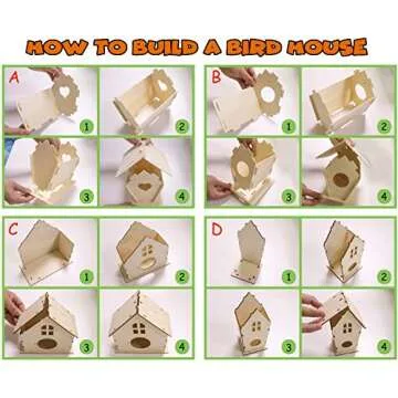 hapray 4 Pack Bird House Crafts for Kids Ages 5-8 8-12, Buildable DIY Birdhouse Kit for Children to Build, 3+ Summer Arts and Craft Projects with Paint, Boy Girl Gift Christmas