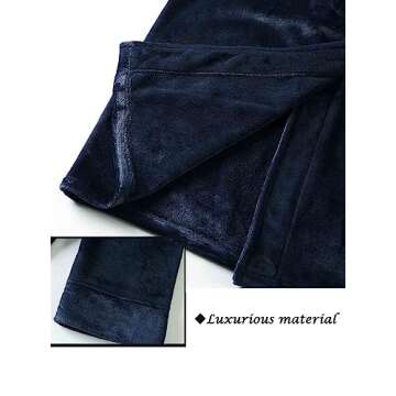 Artfasion Robes for Women with Hood Long Soft Warm Full Length Bathrobes Luxurious Plush Fleece Winter Robes Navy Blue Medium