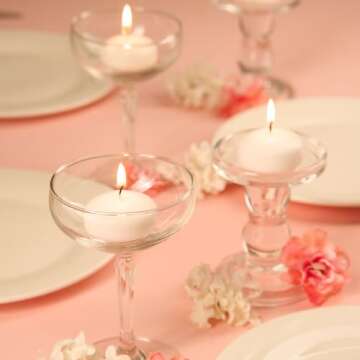 48pcs TRIRITE Floating Candles for Centerprieces, 2 Inch 8 Hours White Dripless Floating Wax Burning Candles for Cylindrical Vases, Centerpieces Weddings Party Home Decor (2in,48pcs)