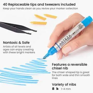 Vibrant Arteza Acrylic Paint Markers Set of 40 Colors