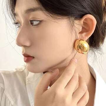 Chunky Gold Hoop Earrings for Women, Lightweight Waterdrop Hollow Open Hoops Tear Drop Silver Gold Trending Oversized Statement Style Earrings Hypoallergenic Gold Plated Earrings Fashion Jewelry for Women（Tear Gold&Silver)