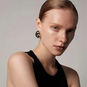 Chunky Gold Hoop Earrings for Women, Lightweight Waterdrop Hollow Open Hoops Tear Drop Silver Gold Trending Oversized Statement Style Earrings Hypoallergenic Gold Plated Earrings Fashion Jewelry for Women（Tear Gold&Silver)