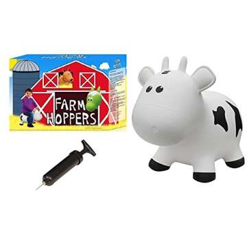 Farm Hoppers Inflatable Toddler Safe Bouncing White Cow