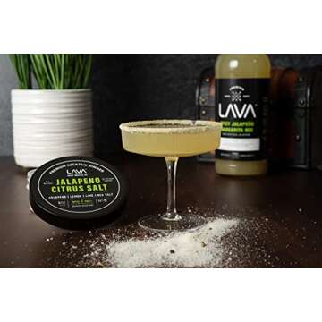 LAVA Premium Jalapeno Citrus Margarita Salt Cocktail Rimmer - All Natural Spicy Margarita Rimmer Sal...