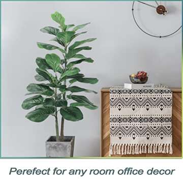 LEASEN 40" Artificial Fiddle Leaf Fig Tree, Fake Artificial Tree Plants, Faux Plants Indoor in Pot for Home House Garden Office Decoration Perfect Housewarming Gift