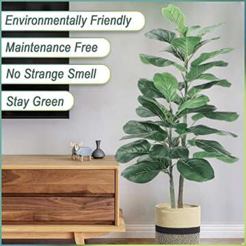 LEASEN 40" Artificial Fiddle Leaf Fig Tree, Fake Artificial Tree Plants, Faux Plants Indoor in Pot for Home House Garden Office Decoration Perfect Housewarming Gift