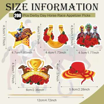 Dingion 200 Pcs Derby Day Horse Appetizer Picks Toothpicks Bulk Horse Race Appetizer Picks Martini P...