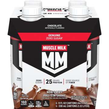 Muscle Milk Genuine Protein Shake, Chocolate, 25g Protein, 11 Fl Oz (Pack of 4)