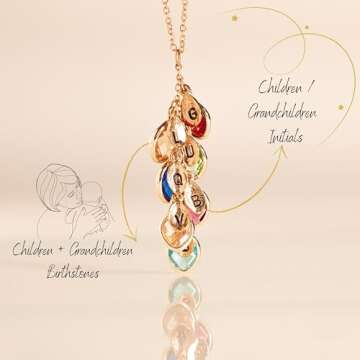 Mother's Day Gift for Grandma Necklace, Initial Necklaces for Women Personalized Jewelry for Women B...