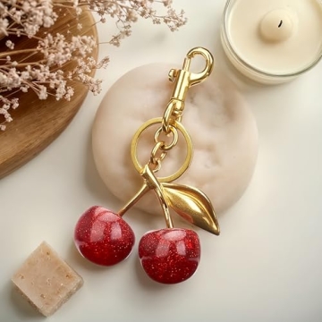 Luxury Cherry Bag Charm Keychain Elegant Women Gift