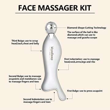 Wynboop Metal Gua Sha Set Skin Care Tools For Face & Body,Stainless Steel Massager With Pouch Roller For Facial Shaping,Multifunctional Muscle Fascia Relax,Lymphatic Drainage Scraping Broad,Silver
