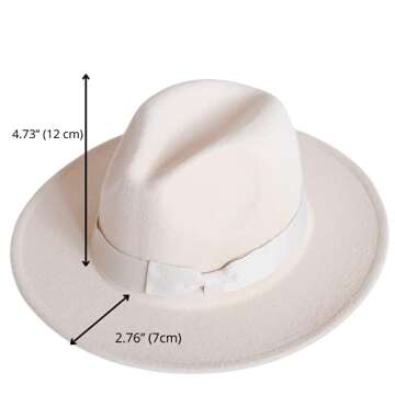 MG Cooper Wide Brim Fedora Hats for Women - Removable Ribbon Band Fedora Hats
