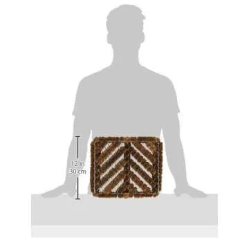 Rubber-Cal "Herringbone" Coir Boot Scraper Brush, 2.5 by 12 by 13-Inch (10-100-009), Tan