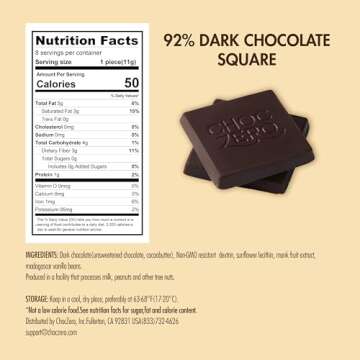 ChocZero 92% Cocoa Ultimate Dark Chocolate, Sugar Free, Low Carb, All Natural, Keto Friendly, 3.2 Ounce (Pack of 2)