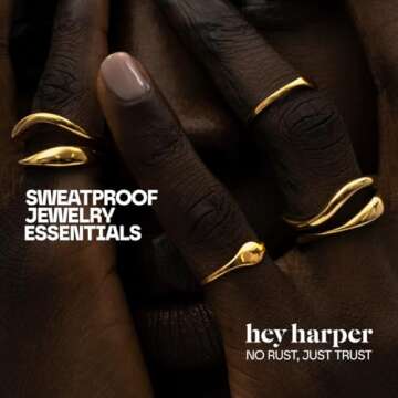 Hey Harper Gold Ring for Women - Gold Plated Stacking Waterproof & Sweatproof Jewerly Ring - Gift fo...