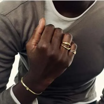 Hey Harper Gold Ring for Women - Gold Plated Stacking Waterproof & Sweatproof Jewerly Ring - Gift for Women - Everday Non Tarnish Cute Fashion Circle Ring