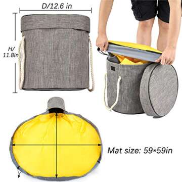 Alimto Large Play Mat and Toy Storage Organizer Baskets, Outdoor Toy Quick Storage Bag Collapsible Canvas Basket/Bin for Kids Room,Toy Organizer, Prize Box Toys for Classroom Storage (gray)