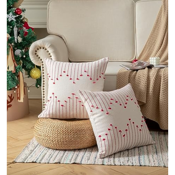 Caflife Boho Christmas Throw Pillow Covers Set of 2
