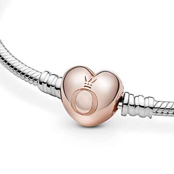 Shop Elegant PANDORA Silver W Rose Heart Clasp Bracelet