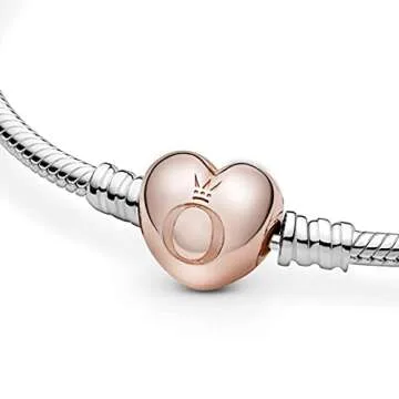 Shop Elegant PANDORA Silver W Rose Heart Clasp Bracelet