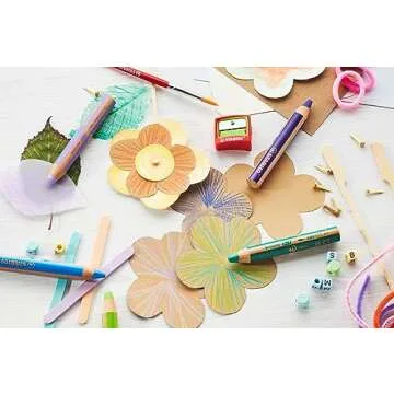 STABILO Multi-Talented Pencil woody 3 in 1 - Pack of 18 - Assorted Colors with Sharpener and Paint Brush