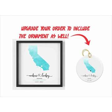 Engagement Map Print Personalized Engagement Gift Watercolor Wedding Map Framed Print Unique Engagem...