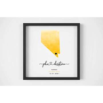 Engagement Map Print Personalized Engagement Gift Watercolor Wedding Map Framed Print Unique Engagement Gift for Couple Engagement Gift