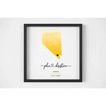 Engagement Map Print Personalized Engagement Gift Watercolor Wedding Map Framed Print Unique Engagement Gift for Couple Engagement Gift