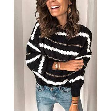 PRETTYGARDEN Women's Fashion, Narrow Striped Black, Medium