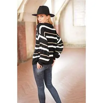 PRETTYGARDEN Women's Fashion, Narrow Striped Black, Medium