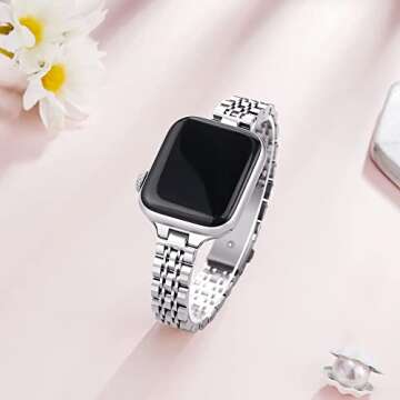 Secbolt Stainless Steel Slim Bands Compatible with Apple Watch 38mm 40mm 41mm iWatch Series 9/8/7/6/...