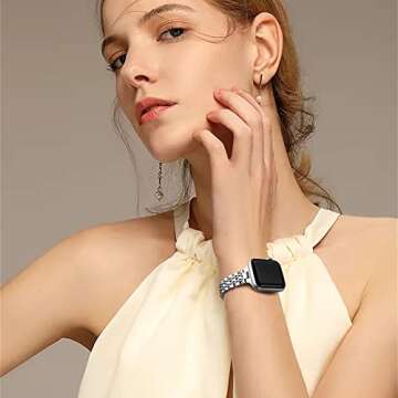 Secbolt Stainless Steel Slim Bands Compatible with Apple Watch 38mm 40mm 41mm iWatch Series 9/8/7/6/5/4/3/2/1/SE, Thin Bracelet for Women, Silver
