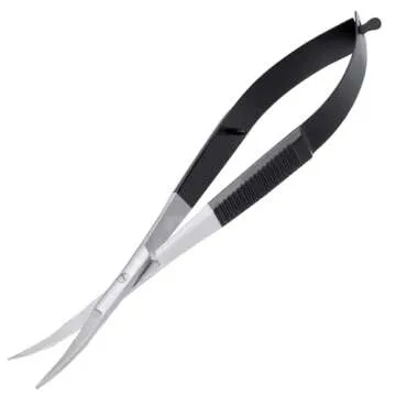 MAKER AND MARKET Spring Action Curved Blade 4.5 Inch EZ Snip Squeeze Scissors with Pouch Sleeve for Applique, Embroidery, Fabric, Thread, Knitting, Sewing, Arts & Craft (Curved Blade)