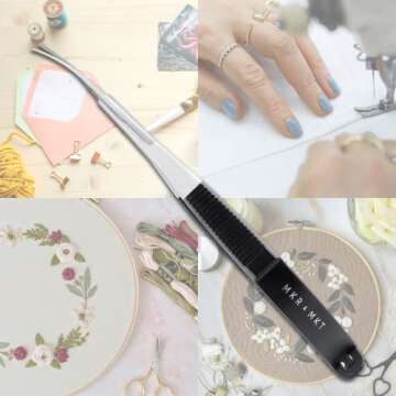 MAKER AND MARKET Spring Action Curved Blade 4.5 Inch EZ Snip Squeeze Scissors with Pouch Sleeve for Applique, Embroidery, Fabric, Thread, Knitting, Sewing, Arts & Craft (Curved Blade)