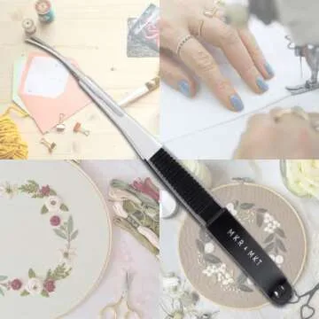 MAKER AND MARKET Spring Action Curved Blade 4.5 Inch EZ Snip Squeeze Scissors with Pouch Sleeve for Applique, Embroidery, Fabric, Thread, Knitting, Sewing, Arts & Craft (Curved Blade)