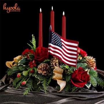 12 Pack Tall Taper Candles - 12 Inch Burgundy Dripless, Unscented Dinner Candle - Paraffin Wax with Cotton Wicks - 10 Hour Burn Time