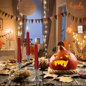 12 Pack Tall Taper Candles - 12 Inch Burgundy Dripless, Unscented Dinner Candle - Paraffin Wax with Cotton Wicks - 10 Hour Burn Time