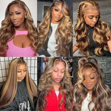 Ombre Lace Front Wig Human Hair Pre Plucked 26 Inch 13X4 Body Wave Highlight Lace Frontal Wigs Human Hair 180% Density Glusless Wig HD Lace Frontal Colored Wigs Balayage Wig Human Hair with Baby Hair