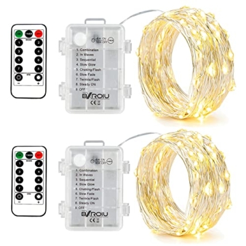 BXROIU Fairy String Lights - Battery Operated, 8 Modes with Remote Control 16Ft