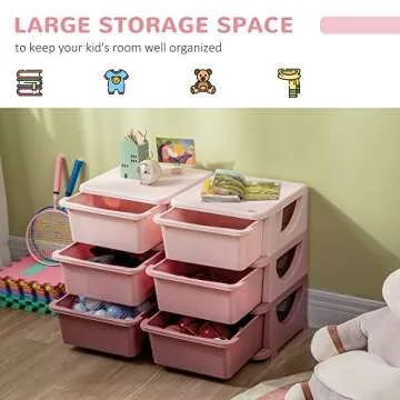 Qaba 3 Tier Kids Storage Organizer with Removable Bins