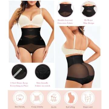 Nebility Womens' Tummy Control High Waist Trainer Body Shaper (US, Alpha, X-Large, Regular, Regular,...