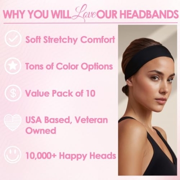 Styla Hair Non-Slip Headbands 10 Pack for All Occasions